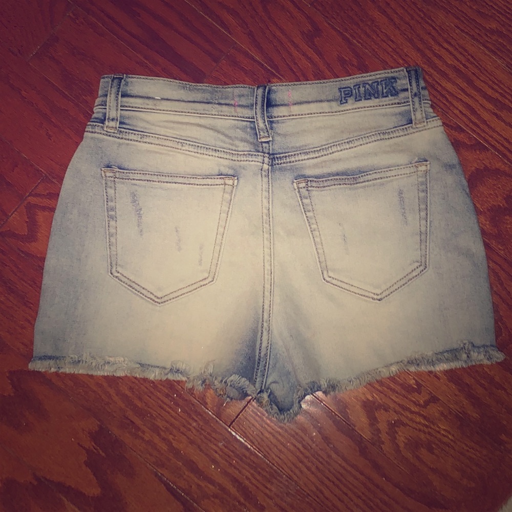 VS PINK distressed denim shorts